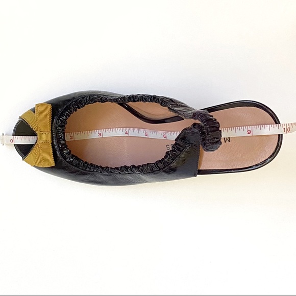 Marc Jacobs purple patent leather yellow gold bow peep toe slingback chunky heel - Picture 10 of 11